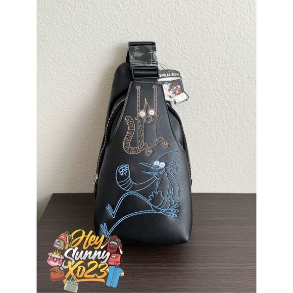 Regular Show Mordecai & Rigby Embroidered Crossbody Sling Bag - Picture 1 of 4